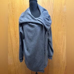 Zella Women’s Gray Wrap Fleece Lined Sweatshirt Jacket Large Activewear